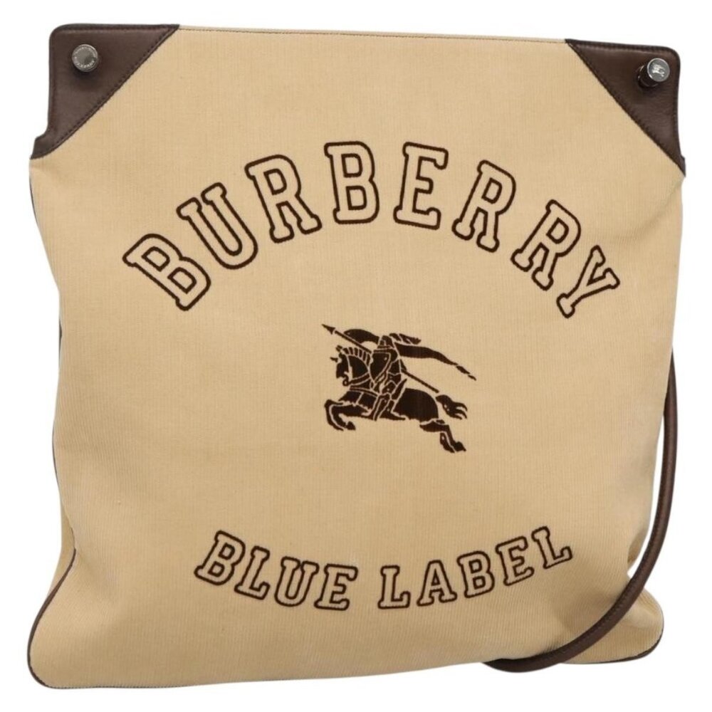 Authentic BURBERRY Blue Label Shoulder Bag Corduroy Beige Silver